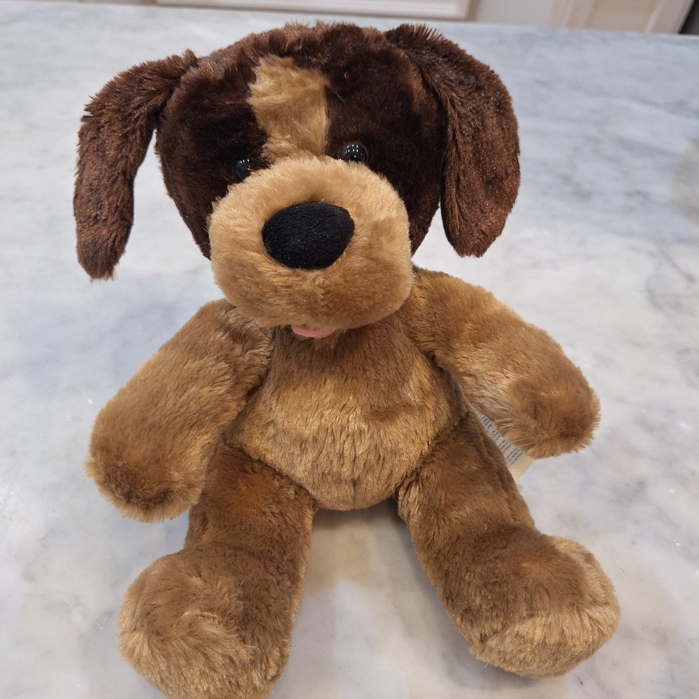 Build-A-Bear Plush Puppy Dog Unisex 10 in Brown Patch Eye Stuffed Animal Toy